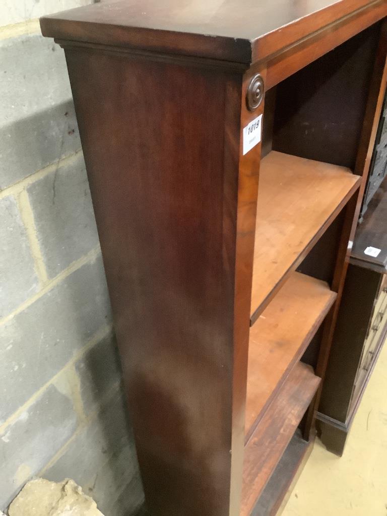 A Victorian mahogany open bookcase, width 71cm height 164cm